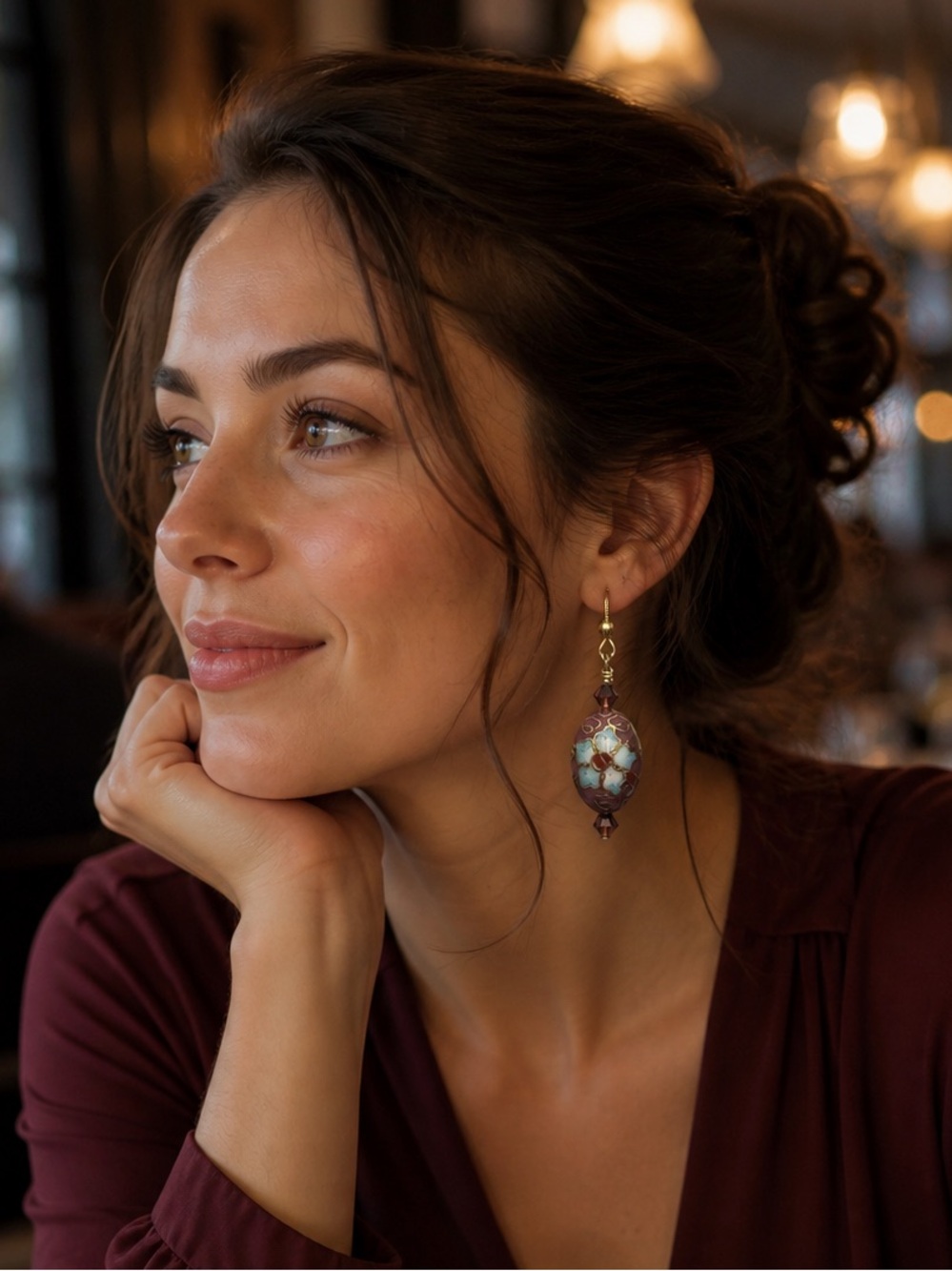 Handcrafted Purple Cloisonné Earrings
